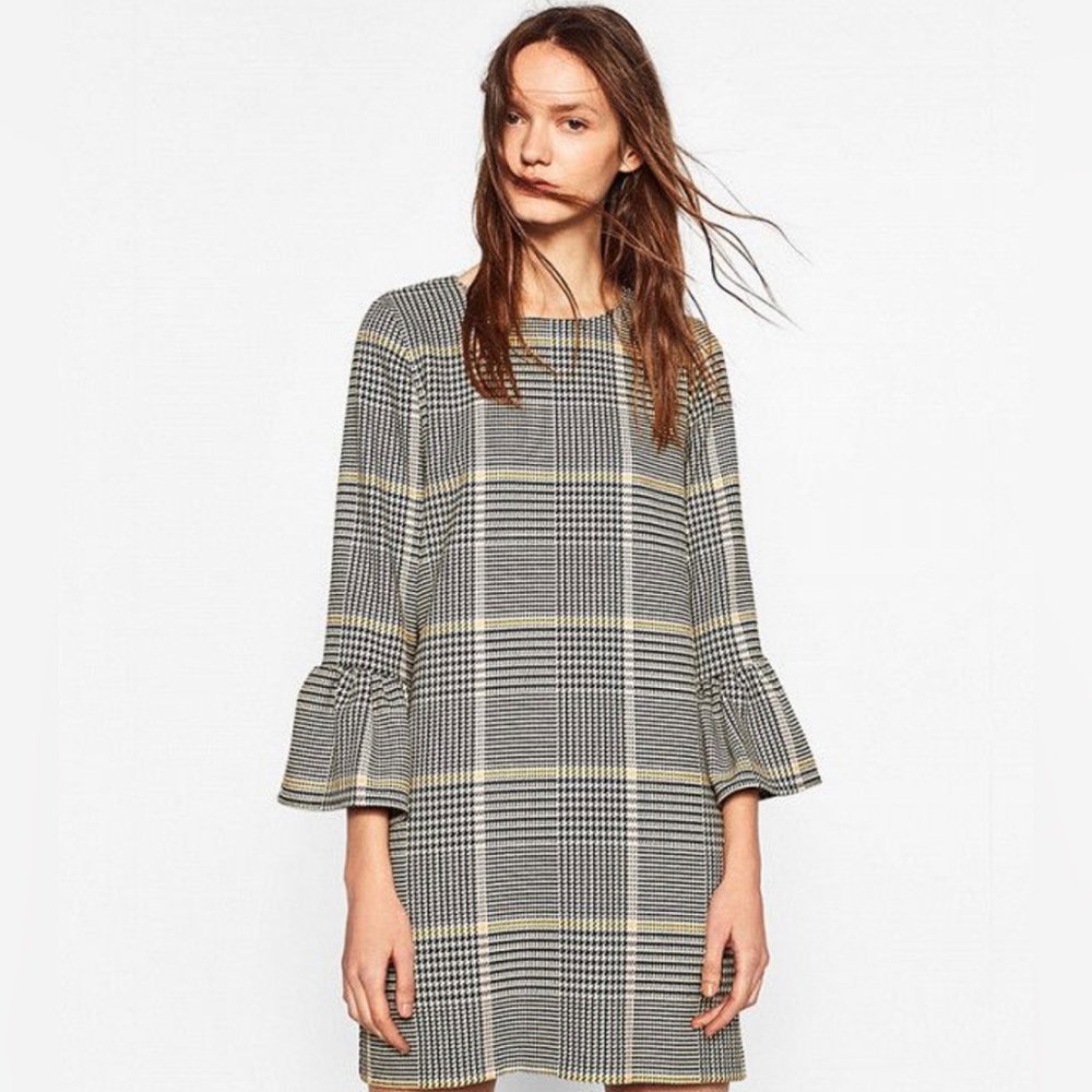 Zara Houndstooth Plaid Mini Dress